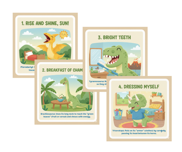 Dinosaur routine cards preview